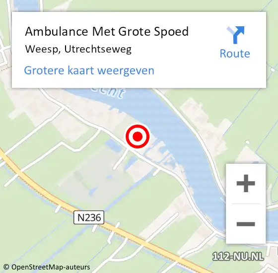 Locatie op kaart van de 112 melding: Ambulance Met Grote Spoed Naar Weesp, Utrechtseweg op 2 februari 2022 13:54