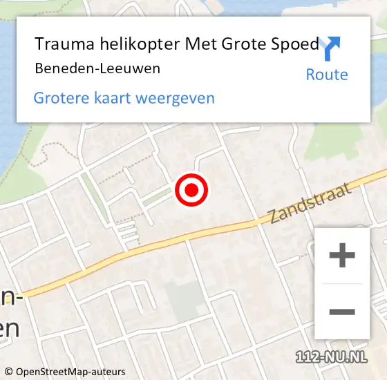 Locatie op kaart van de 112 melding: Trauma helikopter Met Grote Spoed Naar Beneden-Leeuwen op 2 februari 2022 14:03