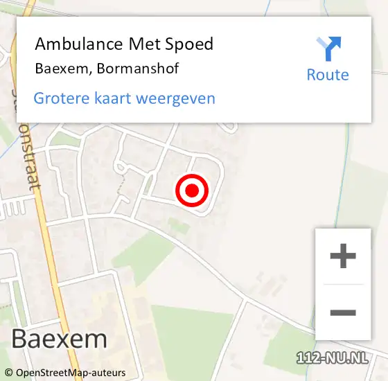 Locatie op kaart van de 112 melding: Ambulance Met Spoed Naar Baexem, Bormanshof op 2 februari 2022 14:07