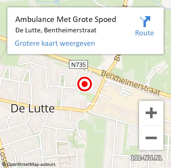 Locatie op kaart van de 112 melding: Ambulance Met Grote Spoed Naar De Lutte, Bentheimerstraat op 2 februari 2022 14:10