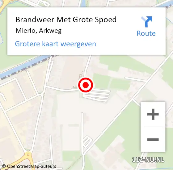 Locatie op kaart van de 112 melding: Brandweer Met Grote Spoed Naar Mierlo, Arkweg op 2 februari 2022 14:17