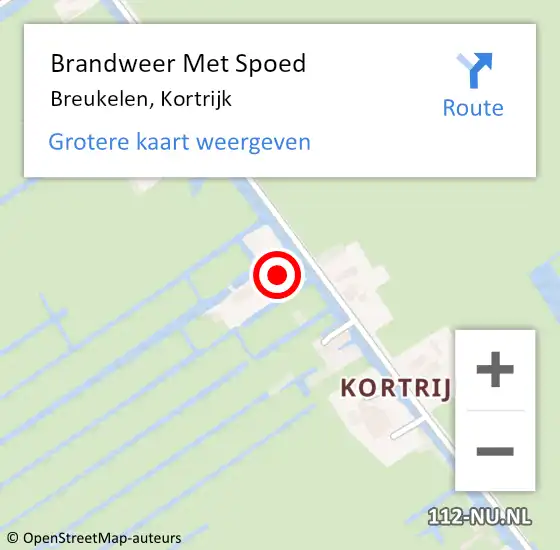 Locatie op kaart van de 112 melding: Brandweer Met Spoed Naar Breukelen, Kortrijk op 2 februari 2022 14:20