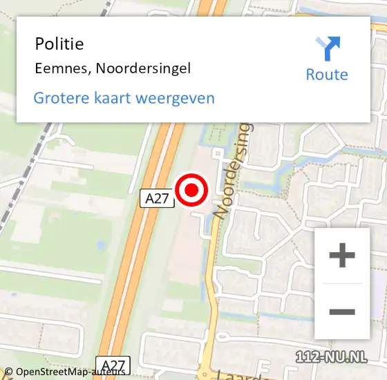 Locatie op kaart van de 112 melding: Politie Eemnes, Noordersingel op 2 februari 2022 14:22