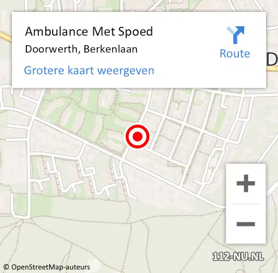 Locatie op kaart van de 112 melding: Ambulance Met Spoed Naar Doorwerth, Berkenlaan op 2 februari 2022 14:23