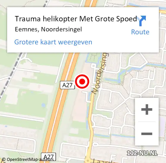 Locatie op kaart van de 112 melding: Trauma helikopter Met Grote Spoed Naar Eemnes, Noordersingel op 2 februari 2022 14:24