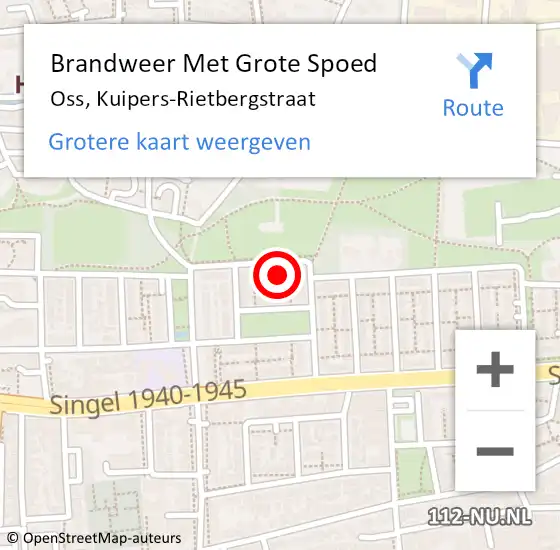 Locatie op kaart van de 112 melding: Brandweer Met Grote Spoed Naar Oss, Kuipers-Rietbergstraat op 2 februari 2022 14:28