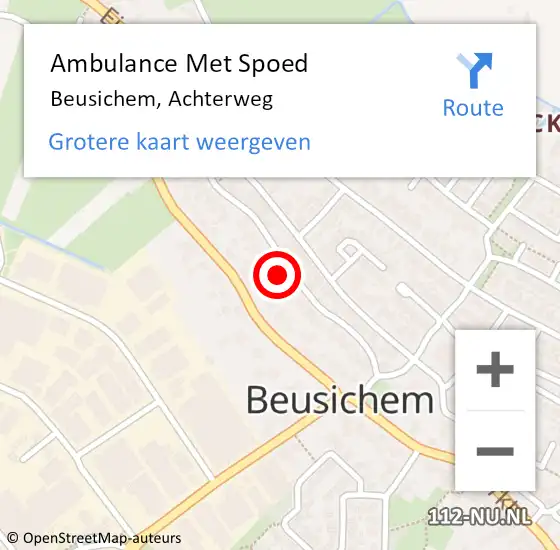 Locatie op kaart van de 112 melding: Ambulance Met Spoed Naar Beusichem, Achterweg op 2 februari 2022 14:32