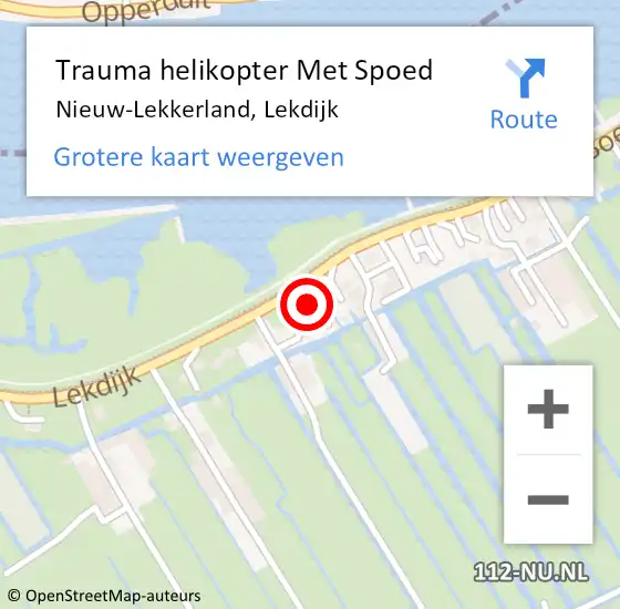 Locatie op kaart van de 112 melding: Trauma helikopter Met Spoed Naar Nieuw-Lekkerland, Lekdijk op 2 februari 2022 14:59