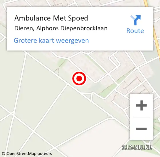 Locatie op kaart van de 112 melding: Ambulance Met Spoed Naar Dieren, Alphons Diepenbrocklaan op 2 februari 2022 15:16