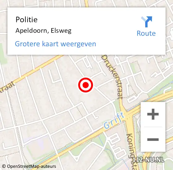 Locatie op kaart van de 112 melding: Politie Apeldoorn, Elsweg op 2 februari 2022 15:17