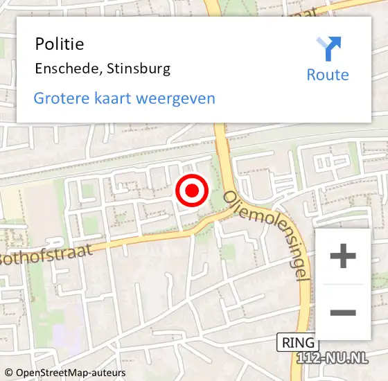 Locatie op kaart van de 112 melding: Politie Enschede, Stinsburg op 2 februari 2022 15:31