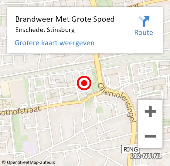 Locatie op kaart van de 112 melding: Brandweer Met Grote Spoed Naar Enschede, Stinsburg op 2 februari 2022 15:32