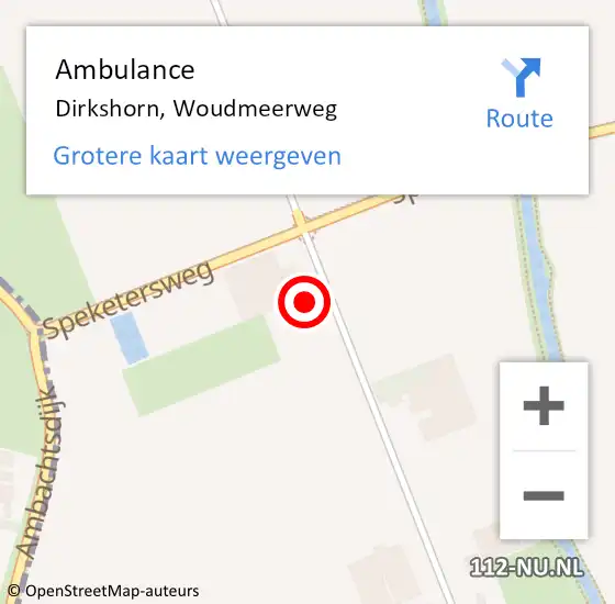 Locatie op kaart van de 112 melding: Ambulance Dirkshorn, Woudmeerweg op 2 februari 2022 15:47