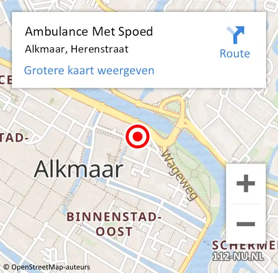 Locatie op kaart van de 112 melding: Ambulance Met Spoed Naar Alkmaar, Herenstraat op 2 februari 2022 15:49