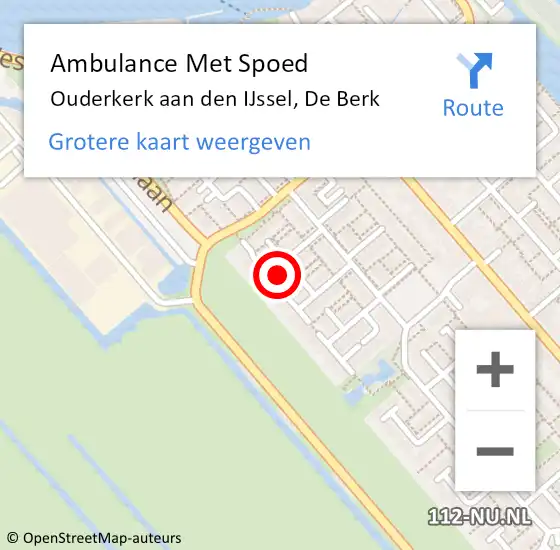 Locatie op kaart van de 112 melding: Ambulance Met Spoed Naar Ouderkerk aan den IJssel, De Berk op 2 februari 2022 15:52