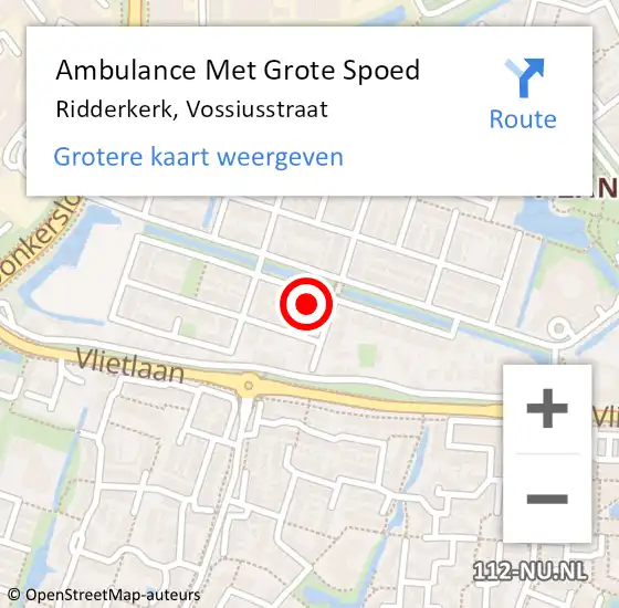 Locatie op kaart van de 112 melding: Ambulance Met Grote Spoed Naar Ridderkerk, Vossiusstraat op 2 februari 2022 15:57