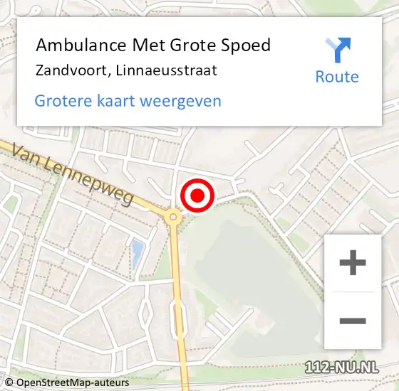 Locatie op kaart van de 112 melding: Ambulance Met Grote Spoed Naar Zandvoort, Linnaeusstraat op 2 februari 2022 15:58