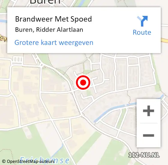 Locatie op kaart van de 112 melding: Brandweer Met Spoed Naar Buren, Ridder Alartlaan op 2 februari 2022 16:34