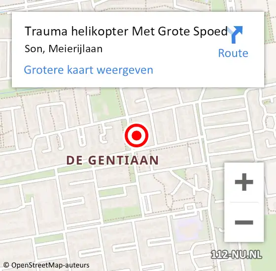 Locatie op kaart van de 112 melding: Trauma helikopter Met Grote Spoed Naar Son, Meierijlaan op 2 februari 2022 16:34