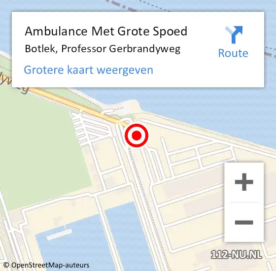 Locatie op kaart van de 112 melding: Ambulance Met Grote Spoed Naar Botlek, Professor Gerbrandyweg op 2 februari 2022 16:40