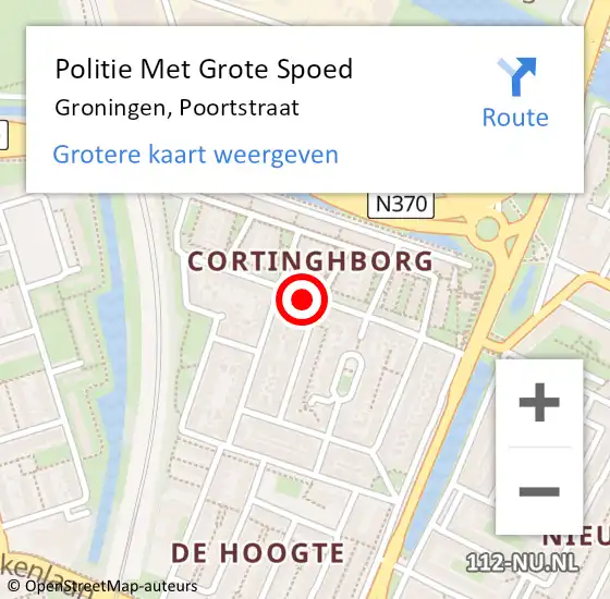 Locatie op kaart van de 112 melding: Politie Met Grote Spoed Naar Groningen, Poortstraat op 2 februari 2022 16:53