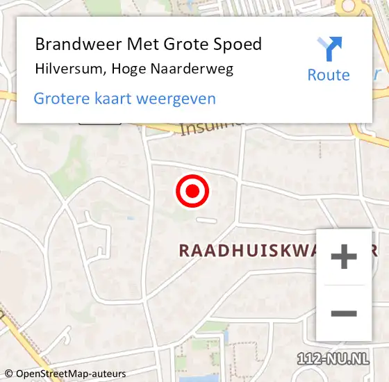 Locatie op kaart van de 112 melding: Brandweer Met Grote Spoed Naar Hilversum, Hoge Naarderweg op 2 februari 2022 17:06