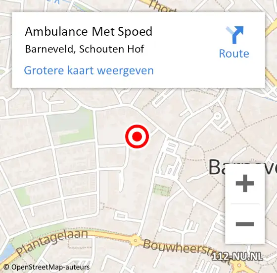 Locatie op kaart van de 112 melding: Ambulance Met Spoed Naar Barneveld, Schouten Hof op 2 februari 2022 17:08