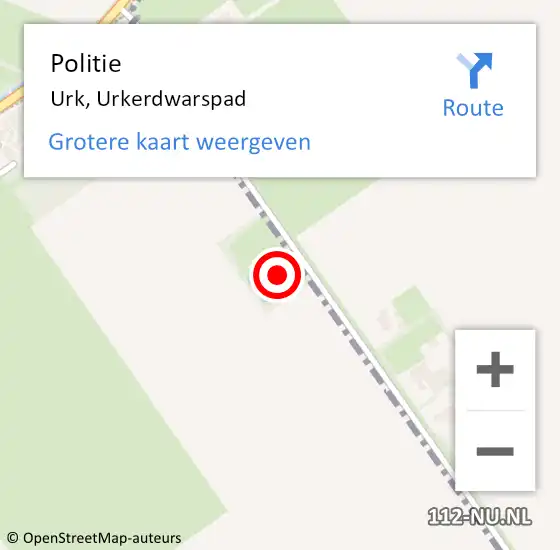 Locatie op kaart van de 112 melding: Politie Urk, Urkerdwarspad op 2 februari 2022 17:09