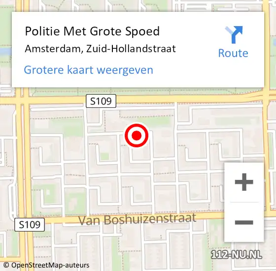 Locatie op kaart van de 112 melding: Politie Met Grote Spoed Naar Amsterdam, Zuid-Hollandstraat op 2 februari 2022 17:30