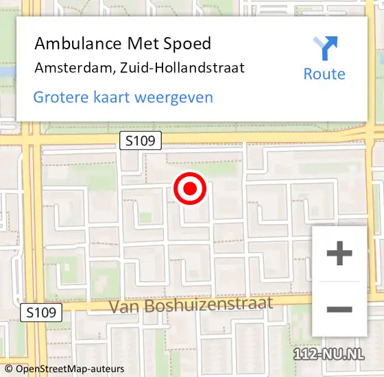 Locatie op kaart van de 112 melding: Ambulance Met Spoed Naar Amsterdam, Zuid-Hollandstraat op 2 februari 2022 17:31