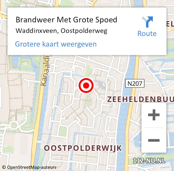 Locatie op kaart van de 112 melding: Brandweer Met Grote Spoed Naar Waddinxveen, Oostpolderweg op 2 februari 2022 17:31