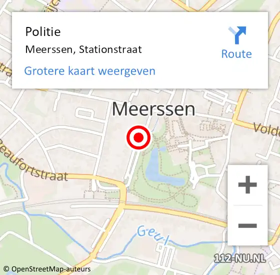 Locatie op kaart van de 112 melding: Politie Meerssen, Stationstraat op 2 februari 2022 17:35