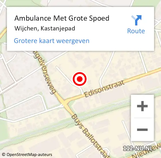 Locatie op kaart van de 112 melding: Ambulance Met Grote Spoed Naar Wijchen, Kastanjepad op 2 februari 2022 17:36