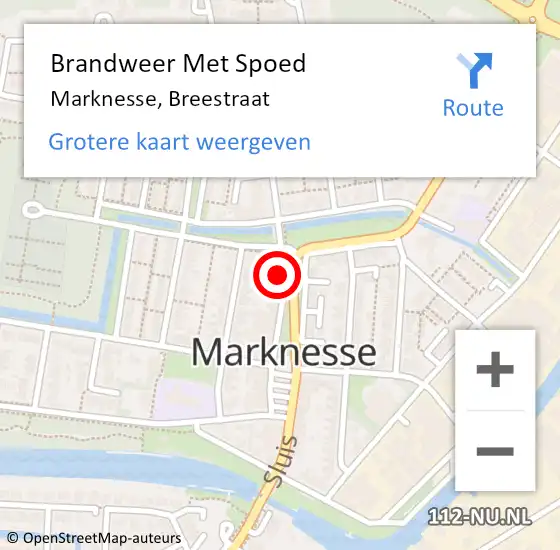 Locatie op kaart van de 112 melding: Brandweer Met Spoed Naar Marknesse, Breestraat op 7 juli 2014 09:04