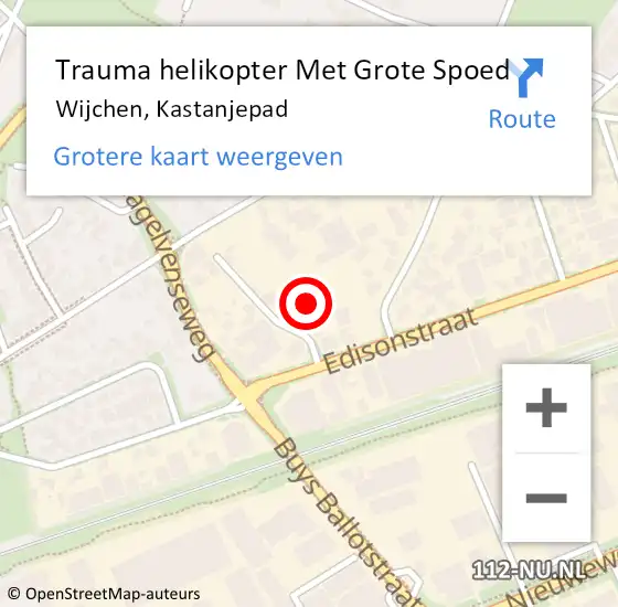 Locatie op kaart van de 112 melding: Trauma helikopter Met Grote Spoed Naar Wijchen, Kastanjepad op 2 februari 2022 17:39