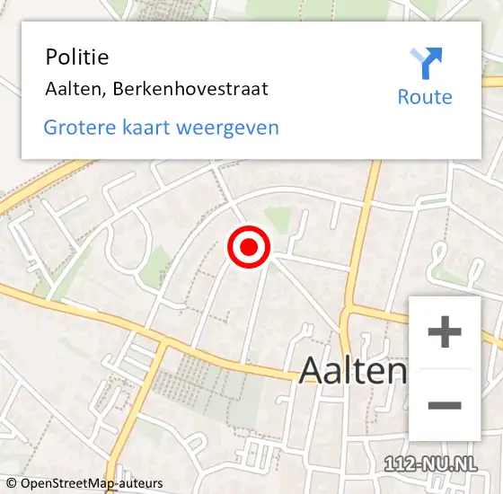 Locatie op kaart van de 112 melding: Politie Aalten, Berkenhovestraat op 2 februari 2022 17:45