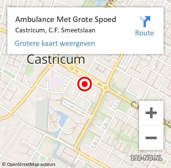 Locatie op kaart van de 112 melding: Ambulance Met Grote Spoed Naar Castricum, C.F. Smeetslaan op 2 februari 2022 17:54