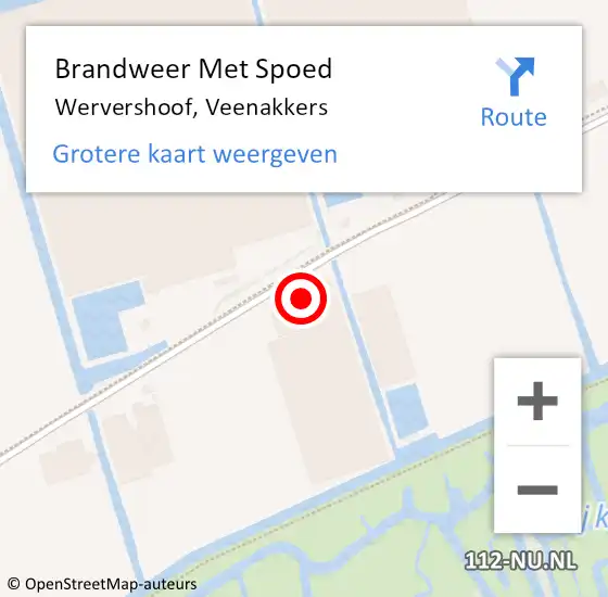 Locatie op kaart van de 112 melding: Brandweer Met Spoed Naar Wervershoof, Veenakkers op 2 februari 2022 17:54