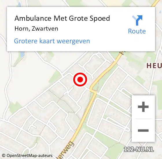 Locatie op kaart van de 112 melding: Ambulance Met Grote Spoed Naar Horn, Zwartven op 7 juli 2014 09:05