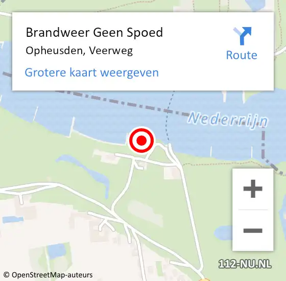 Locatie op kaart van de 112 melding: Brandweer Geen Spoed Naar Opheusden, Veerweg op 2 februari 2022 18:08