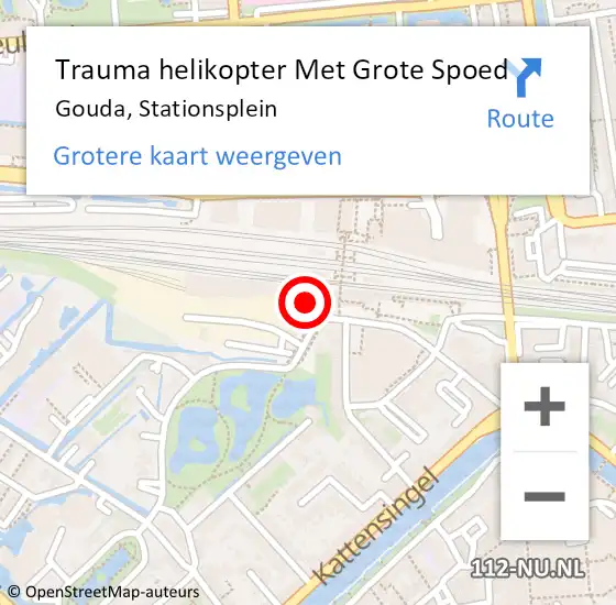 Locatie op kaart van de 112 melding: Trauma helikopter Met Grote Spoed Naar Gouda, Stationsplein op 2 februari 2022 18:21