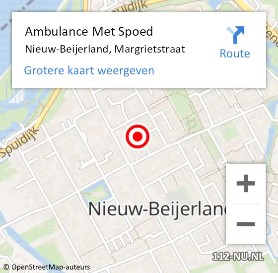 Locatie op kaart van de 112 melding: Ambulance Met Spoed Naar Nieuw-Beijerland, Margrietstraat op 2 februari 2022 18:22