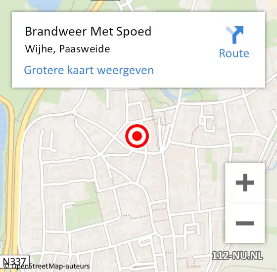 Locatie op kaart van de 112 melding: Brandweer Met Spoed Naar Wijhe, Paasweide op 2 februari 2022 18:45