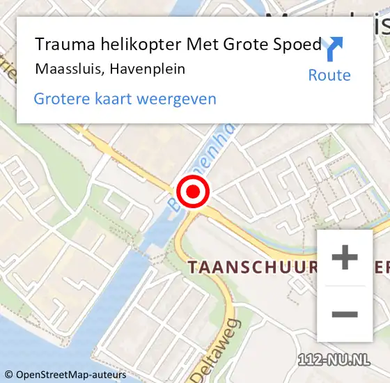 Locatie op kaart van de 112 melding: Trauma helikopter Met Grote Spoed Naar Maassluis, Havenplein op 2 februari 2022 18:49