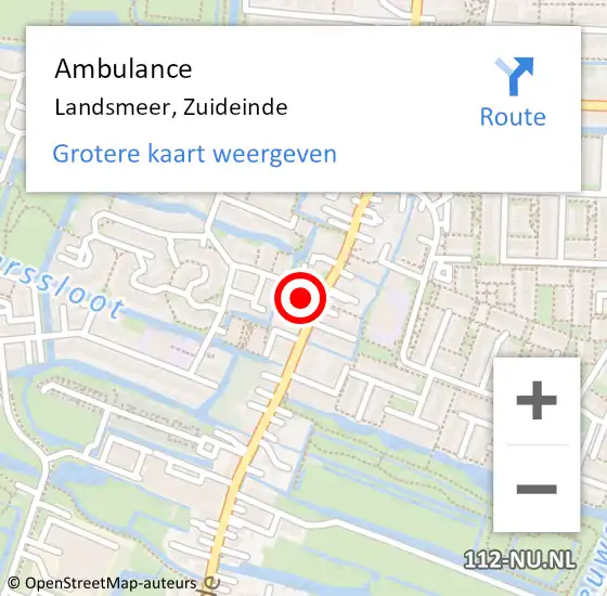 Locatie op kaart van de 112 melding: Ambulance Landsmeer, Zuideinde op 2 februari 2022 19:03