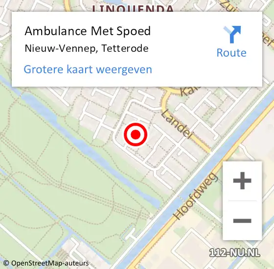 Locatie op kaart van de 112 melding: Ambulance Met Spoed Naar Nieuw-Vennep, Tetterode op 2 februari 2022 19:31