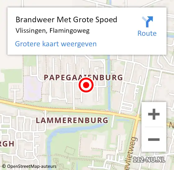 Locatie op kaart van de 112 melding: Brandweer Met Grote Spoed Naar Vlissingen, Flamingoweg op 2 februari 2022 19:33