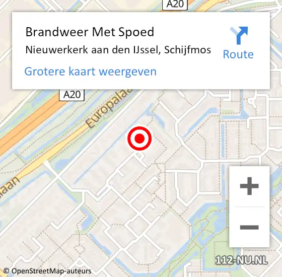 Locatie op kaart van de 112 melding: Brandweer Met Spoed Naar Nieuwerkerk aan den IJssel, Schijfmos op 2 februari 2022 19:54