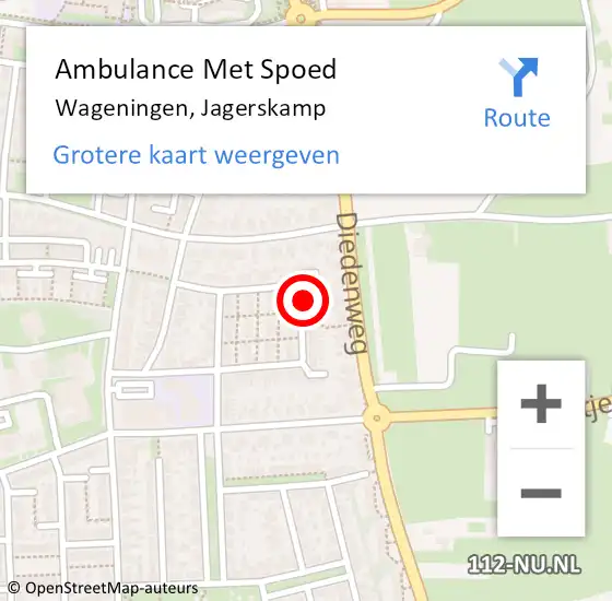 Locatie op kaart van de 112 melding: Ambulance Met Spoed Naar Wageningen, Jagerskamp op 2 februari 2022 19:56