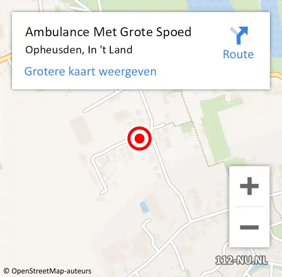 Locatie op kaart van de 112 melding: Ambulance Met Grote Spoed Naar Opheusden, In 't Land op 2 februari 2022 20:35